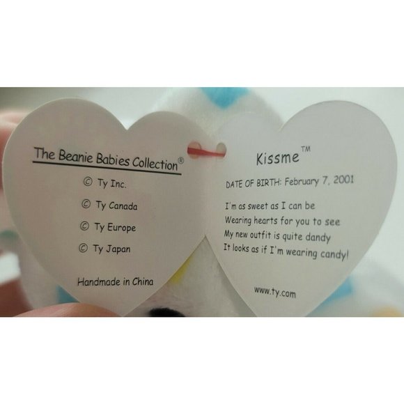 RARE VINTAGE TY Beanie Baby "Kissme The Valentines Day Bear" ☆☆ERRORS☆☆ - Picture 6 of 6